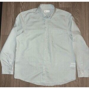 Zara Men's Linen Button Down / Sz L / Long Sleeve / Light Blue